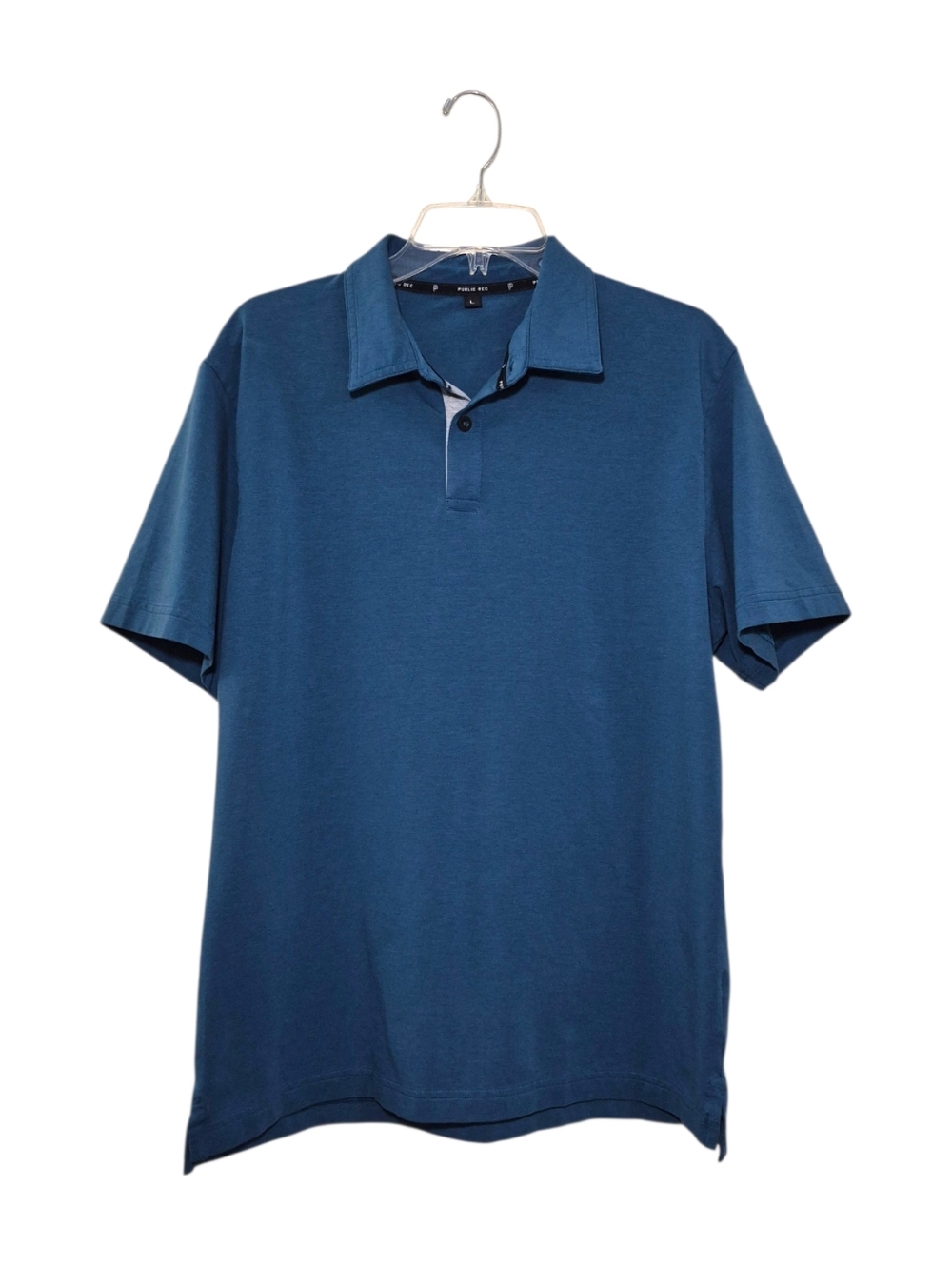 PUBLIC REC Men's Go-To Polo Shirt Blue Pima Cotton Large